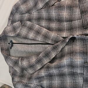 Maeve by Anthropologie M Plaid Knit Blazer Jacket Black/White